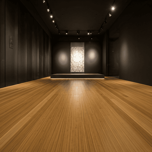 Warm timber flooring in a material showroom